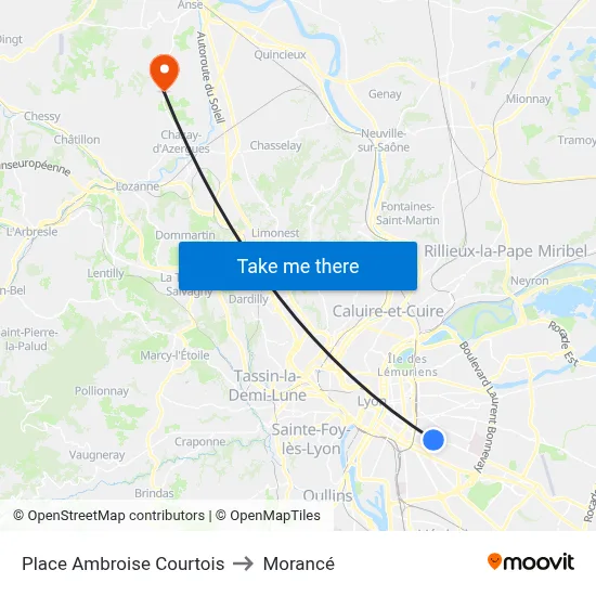 Place Ambroise Courtois to Morancé map