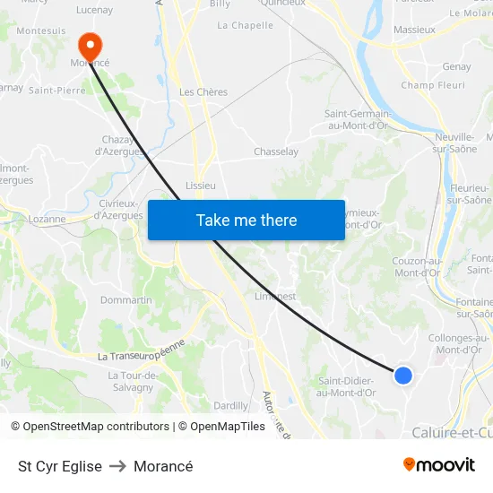 St Cyr Eglise to Morancé map