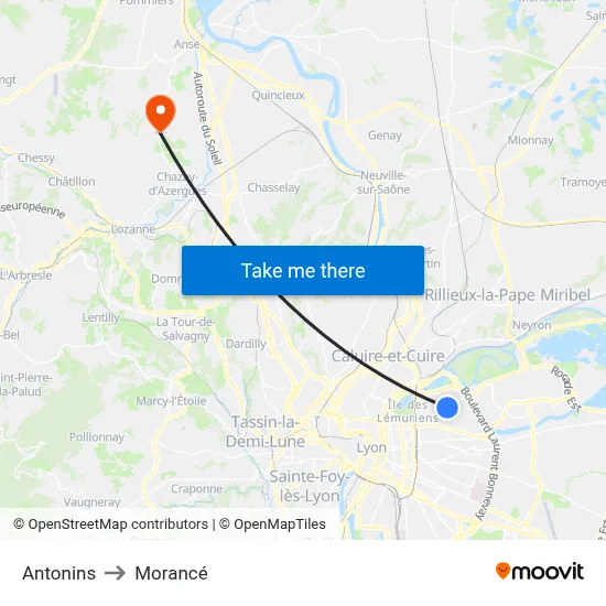Antonins to Morancé map