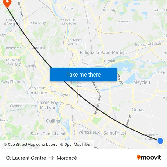 St-Laurent Centre to Morancé map