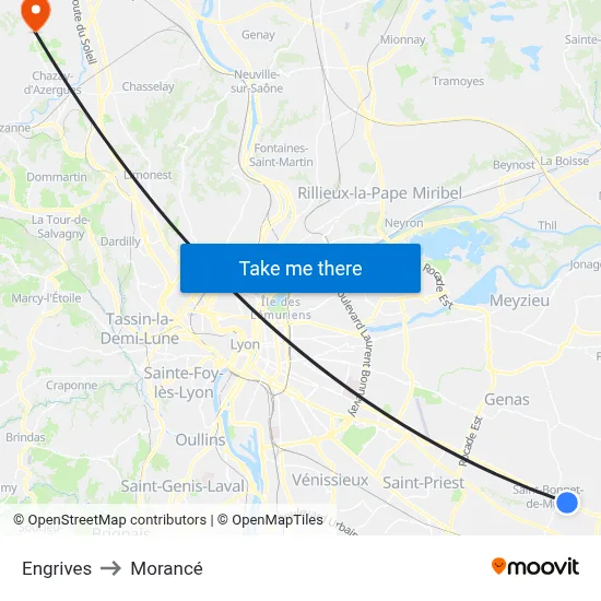 Engrives to Morancé map