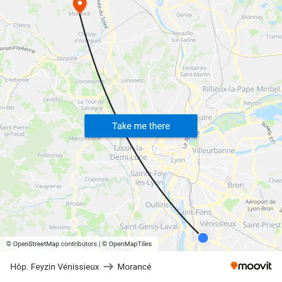 Hôp. Feyzin Vénissieux to Morancé map