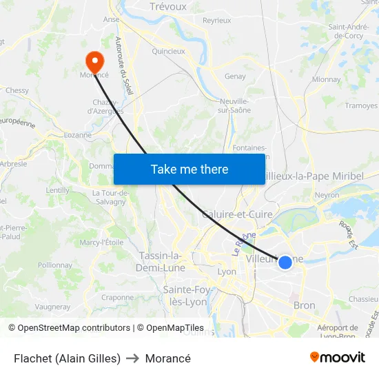 Flachet (Alain Gilles) to Morancé map