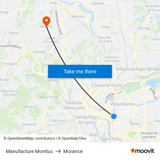 Manufacture Montluc to Morancé map