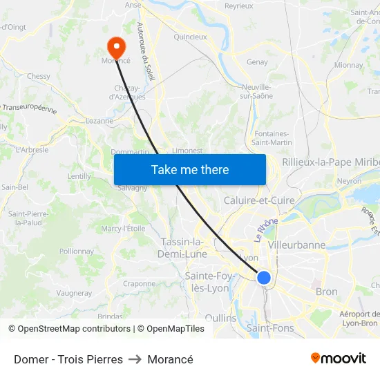 Domer - Trois Pierres to Morancé map
