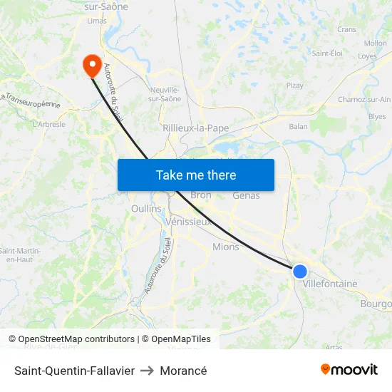 Saint-Quentin-Fallavier to Morancé map