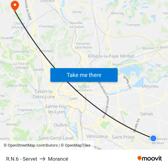 R.N.6 - Servet to Morancé map