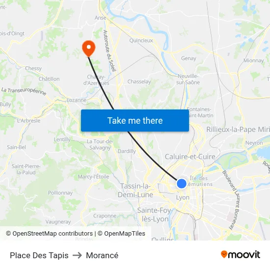 Place Des Tapis to Morancé map