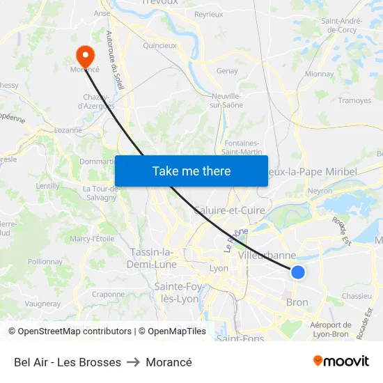 Bel Air - Les Brosses to Morancé map