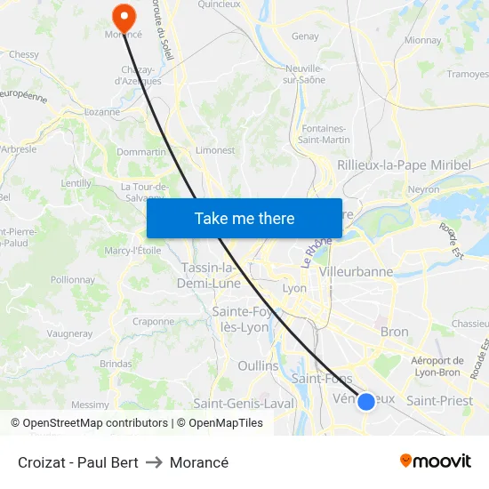 Croizat - Paul Bert to Morancé map