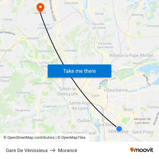 Gare De Vénissieux to Morancé map