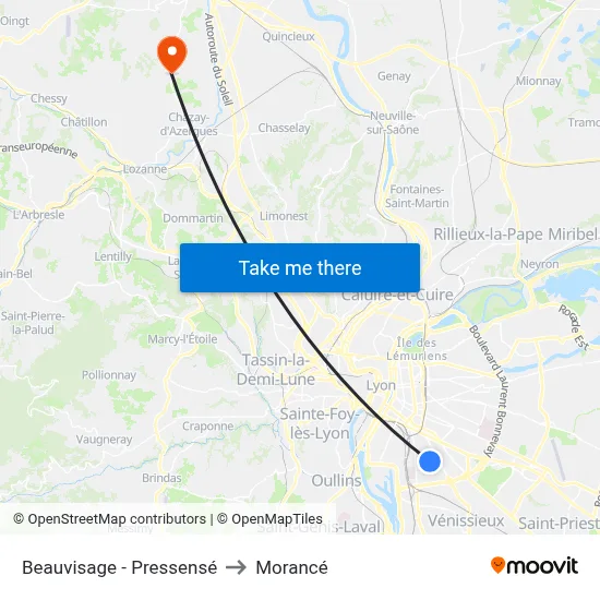 Beauvisage - Pressensé to Morancé map