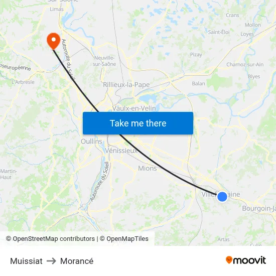 Muissiat to Morancé map