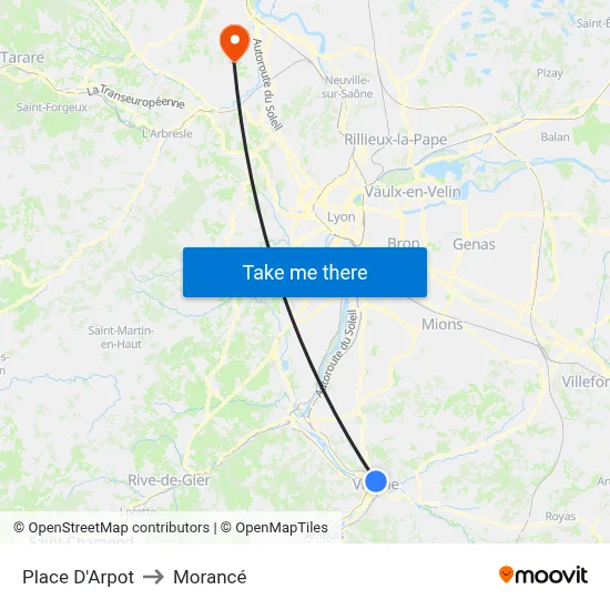 Place D'Arpot to Morancé map