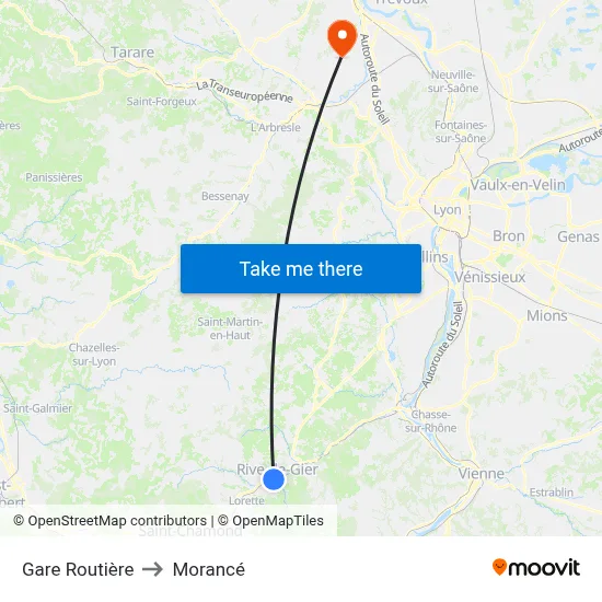 Gare Routière to Morancé map