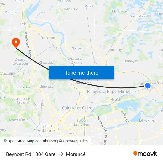 Beynost Rd 1084 Gare to Morancé map