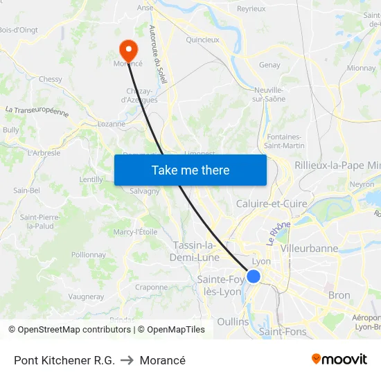 Pont Kitchener R.G. to Morancé map