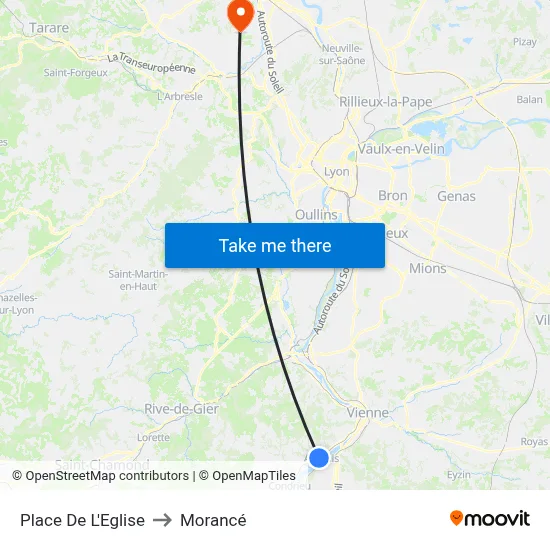 Place De L'Eglise to Morancé map