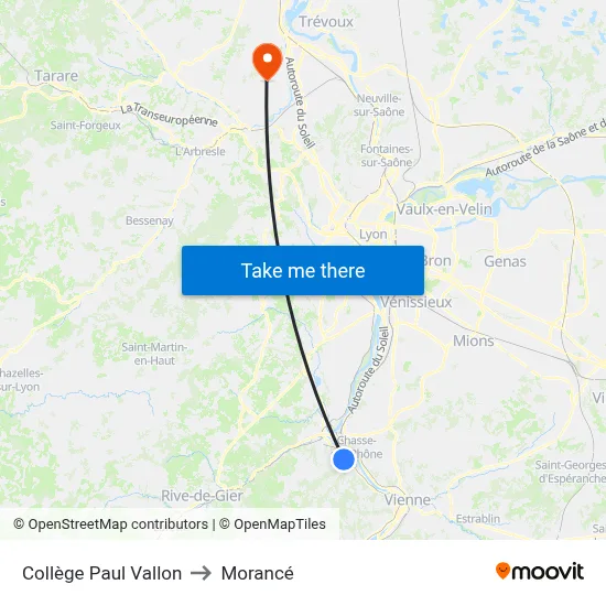 Collège Paul Vallon to Morancé map