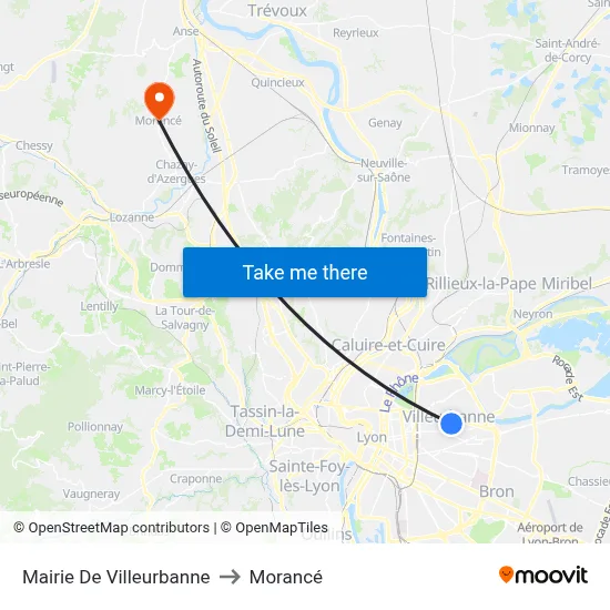 Mairie De Villeurbanne to Morancé map