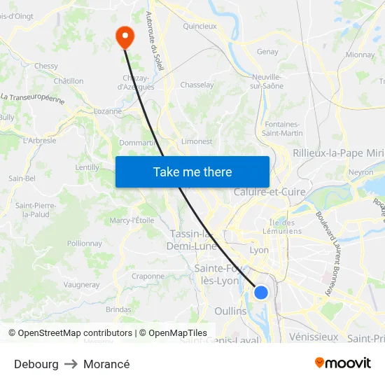 Debourg to Morancé map