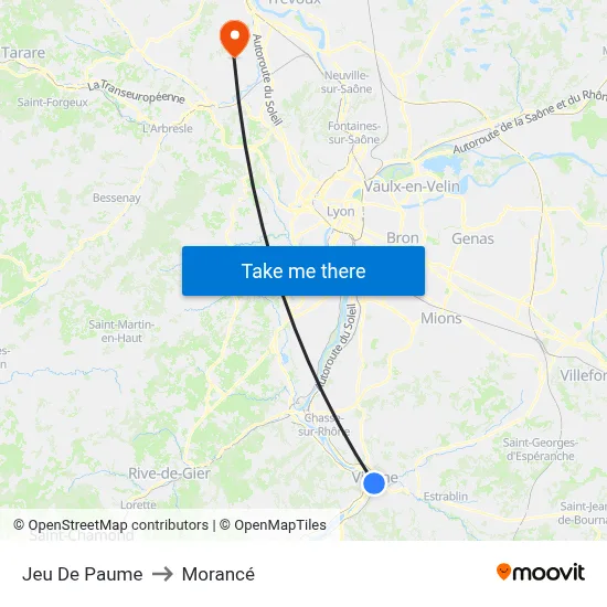 Jeu De Paume to Morancé map