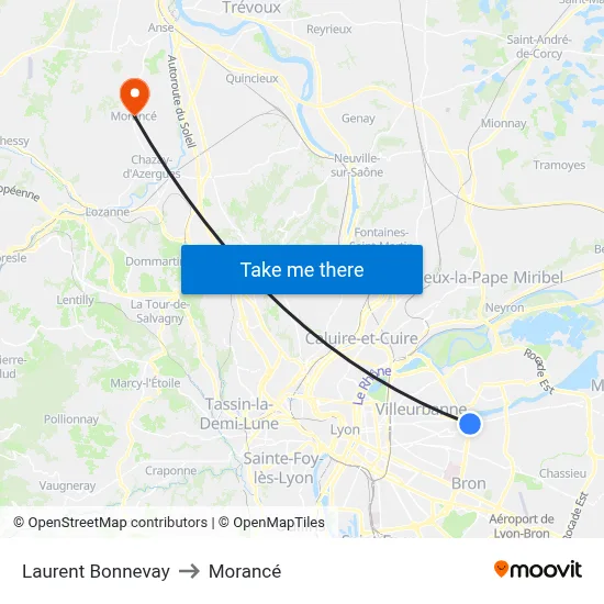 Laurent Bonnevay to Morancé map