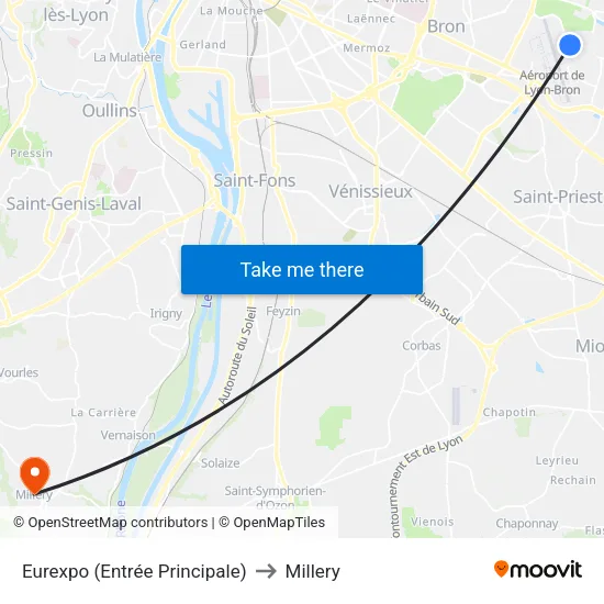 Eurexpo (Entrée Principale) to Millery map