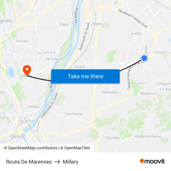 Route De Marennes to Millery map
