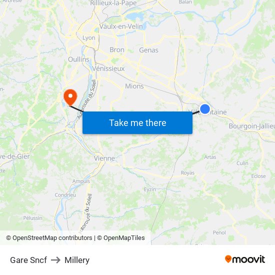 Gare Sncf to Millery map