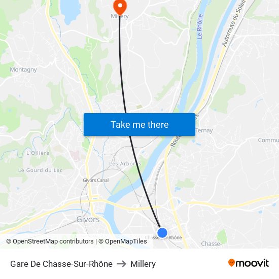 Gare De Chasse-Sur-Rhône to Millery map