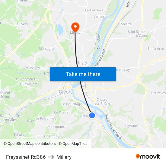 Freyssinet Rd386 to Millery map