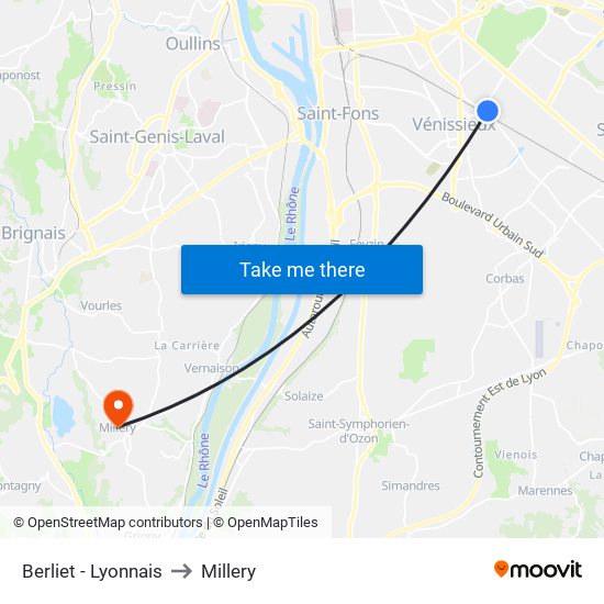 Berliet - Lyonnais to Millery map