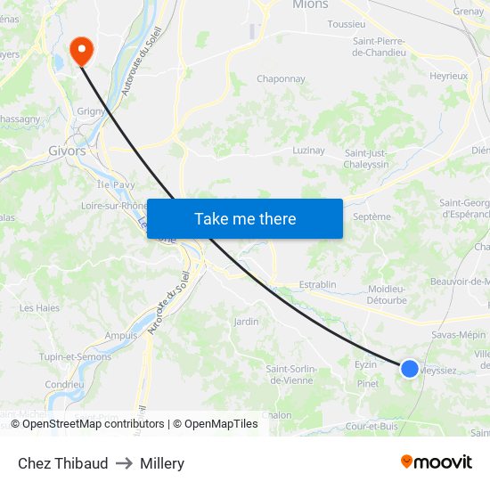 Chez Thibaud to Millery map