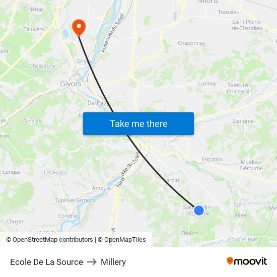 Ecole De La Source to Millery map
