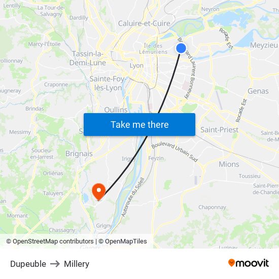 Dupeuble to Millery map