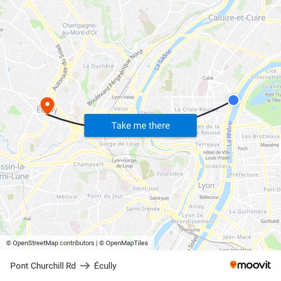 Pont Churchill Rd to Écully map