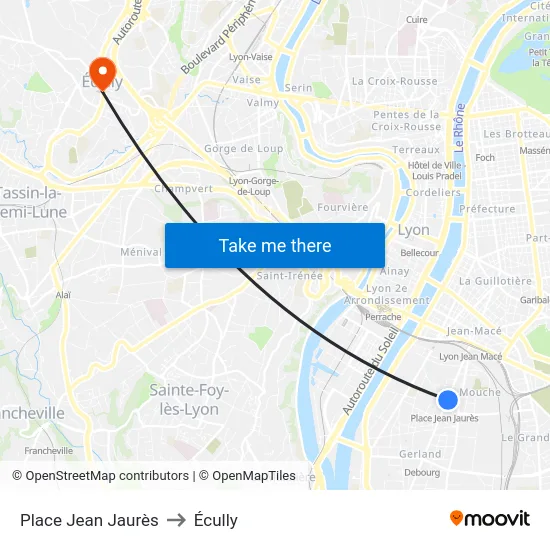 Place Jean Jaurès to Écully map