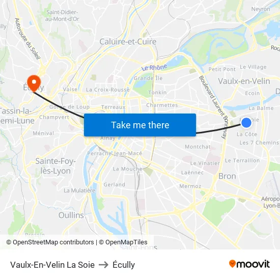 Vaulx-En-Velin La Soie to Écully map