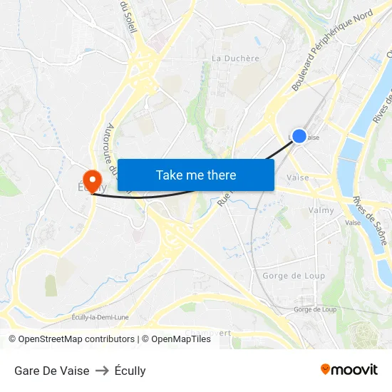 Gare De Vaise to Écully map