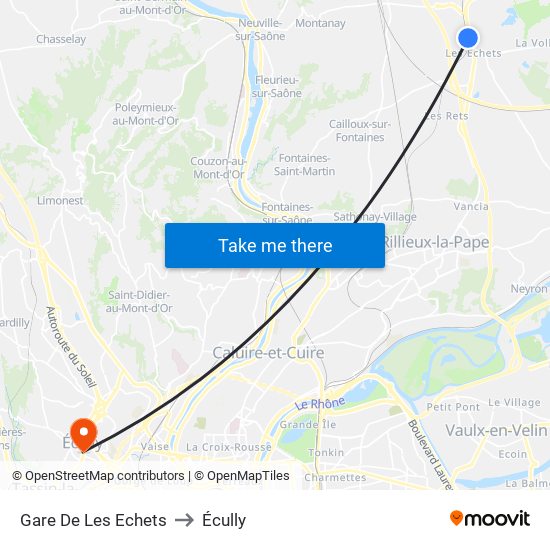 Gare De Les Echets to Écully map