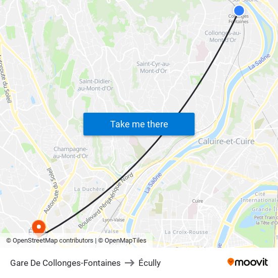 Gare De Collonges-Fontaines to Écully map