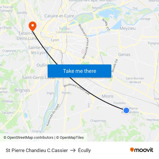 St Pierre Chandieu C.Cassier to Écully map