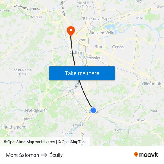 Mont Salomon to Écully map