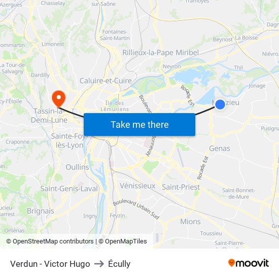Verdun - Victor Hugo to Écully map