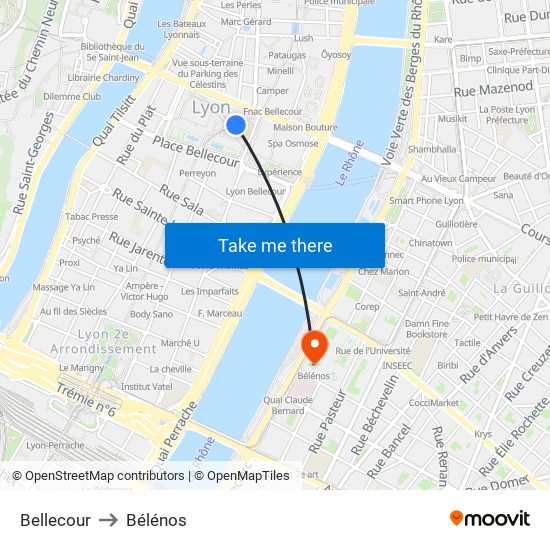Bellecour to Bélénos map