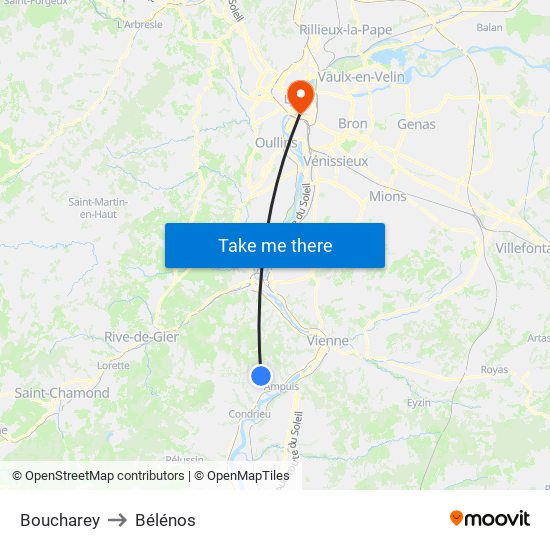 Boucharey to Bélénos map