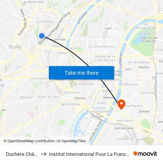 Duchère Château to Institut International Pour La Francophonie map