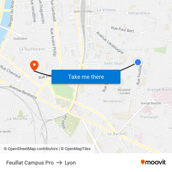 Feuillat Campus Pro to Lyon map