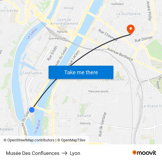 Musée Des Confluences to Lyon map